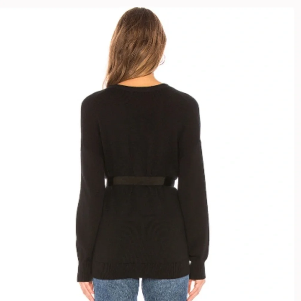 NWT $298 Joie Ferlinka Lace Insert Wrap Sweater Cardigan in Caviar - size XS!